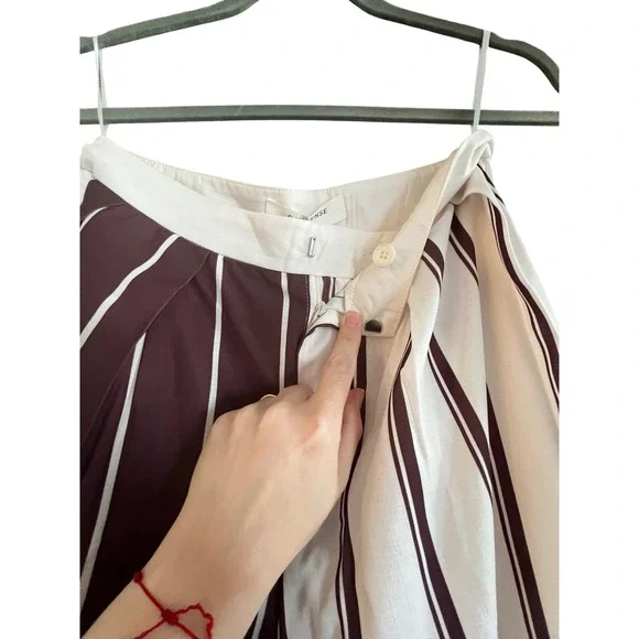 Commense Burgundy Striped Wide Leg Pants High Waist Career Casual Size S - Picture 9 of 12